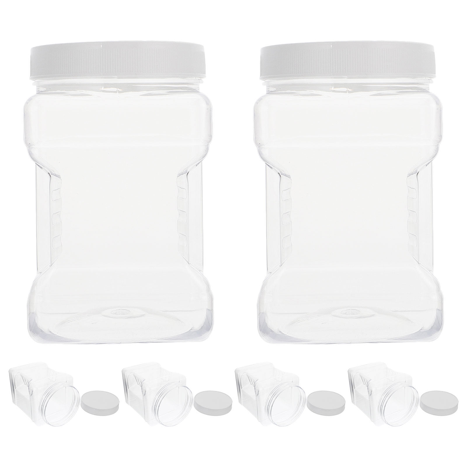 Food Storage Containers - 6Pcs Transparent Square Canisters Plastic Storage