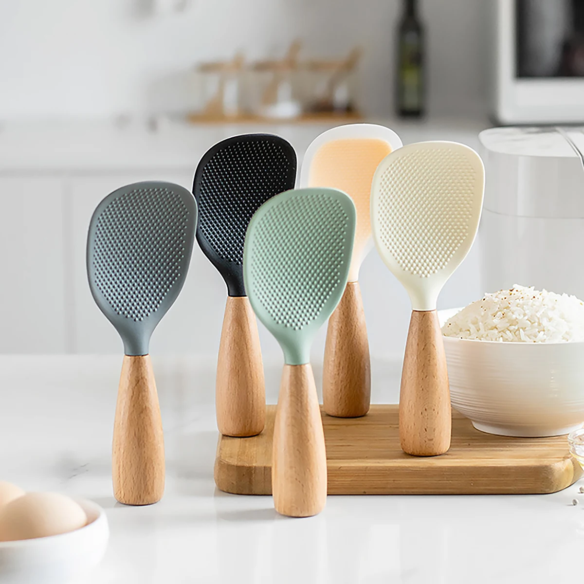 Kitchen Gadgets Cool - Hanging Silicone Rice Spoon Kitchen Ladle