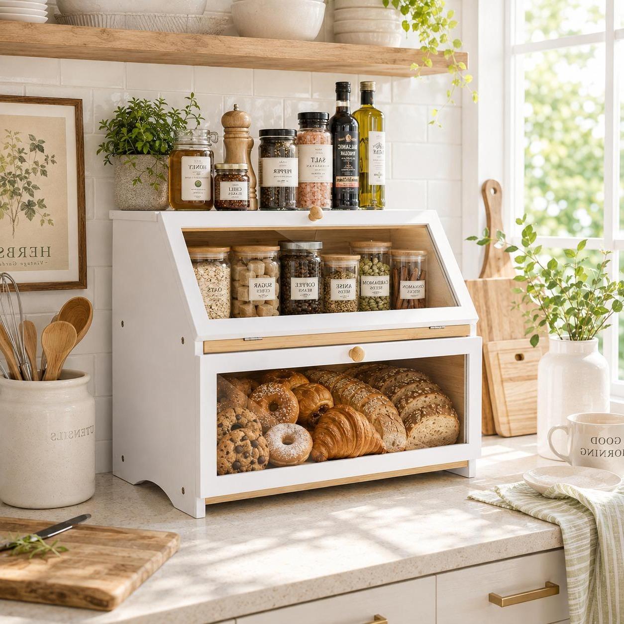 HOMEKOKO Double Layer Bread Bo - đánh giá và giá Kitchen Gadgets Organizer