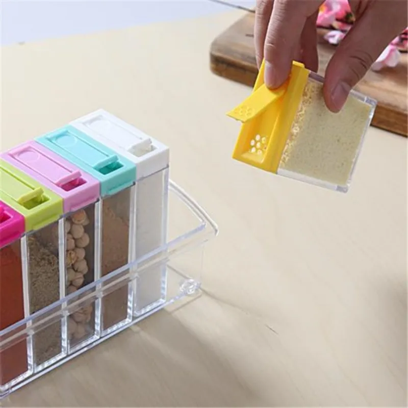 Transparent Seasoning Six Grid - đánh giá và giá Kitchen Gadgets Organizer