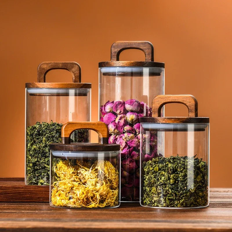 Clear Glass Jar with Bamboo Li - đánh giá và giá Korean Kitchen Gadgets